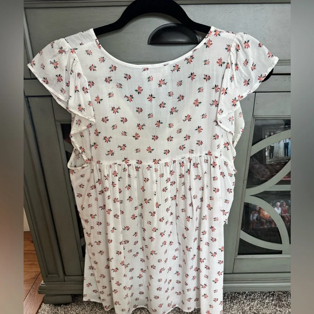 LOFT Cream Floral Blouse with Tassels - Picture 4 of 4